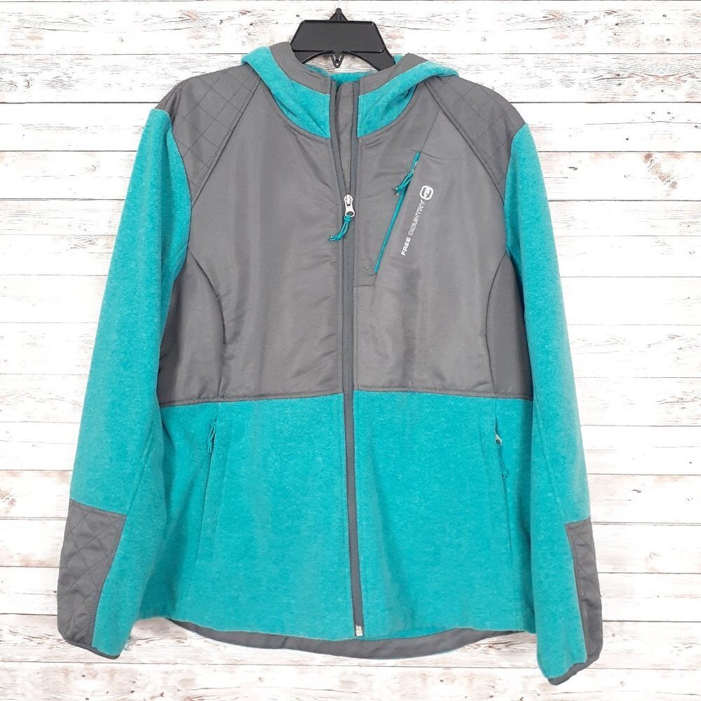 Free Country Womens Jacket XL Fleece Green Gray 309